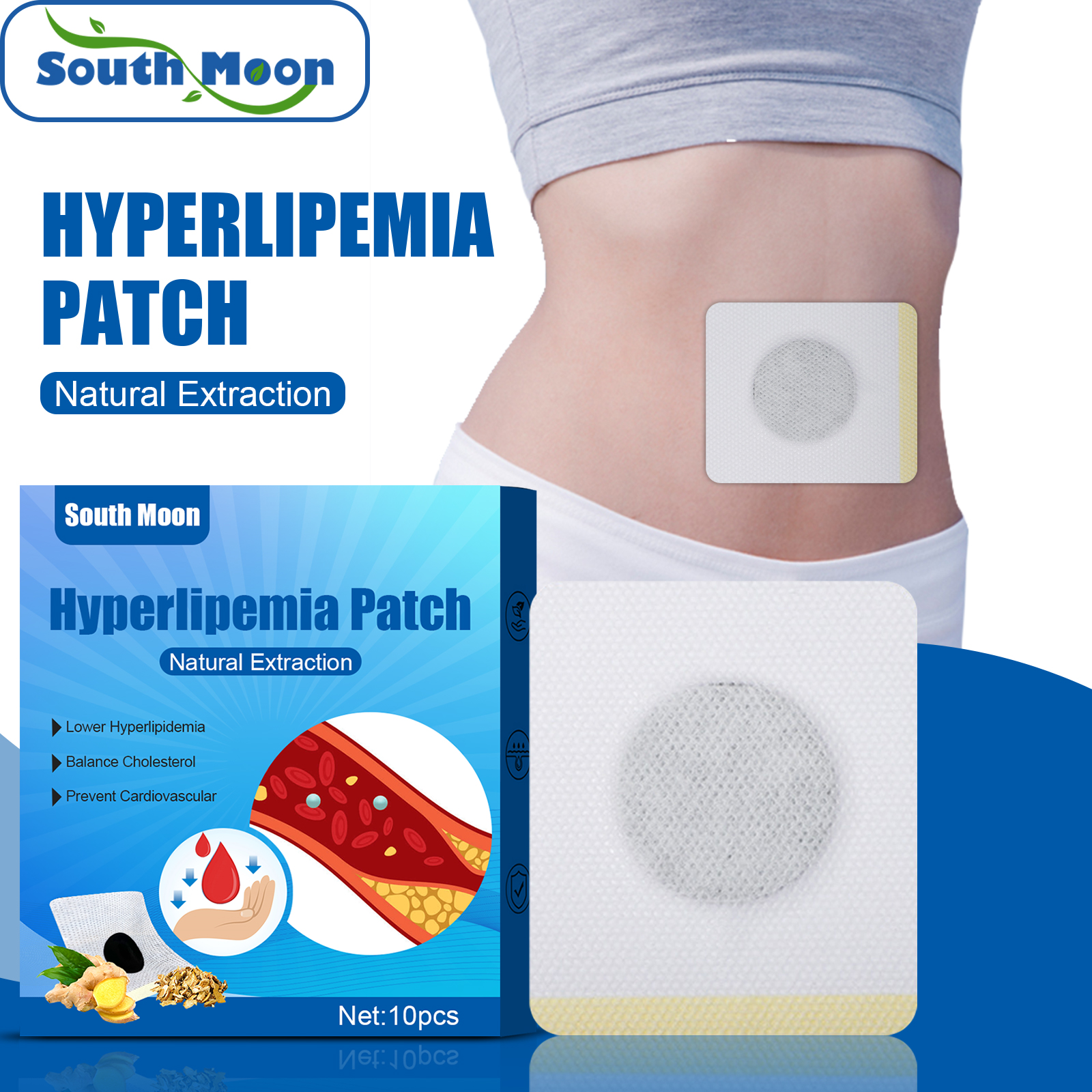 South Moon Flat Fat Patch Navel Patch Relief Balance Blood Lipid Control Hypertension Chinese Herbal Plaster CareML Clinic  for Wellness