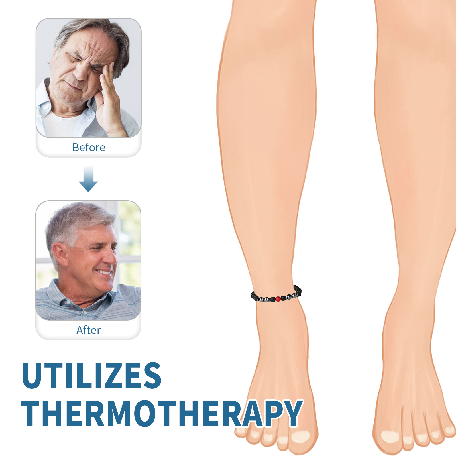 South Moon Body Care Anklet Body Care Adjust Balance Relieve Discomfort Care AnkletNet content: 1 piece  
   Product name: Body care anklet  
   Keywords: Body Care  
   Gross weight: 25g  
   Ingredients: Thermochromic Stone  
   Packaging size: 10.8*1.4*6.3cm  
   Product Size: 8*8cm  
   Box size: 56*36*21.5cm  
   Packing quantity: 500 pieces  
   Weight of one box: 13.25kgML Clinic  for Wellness