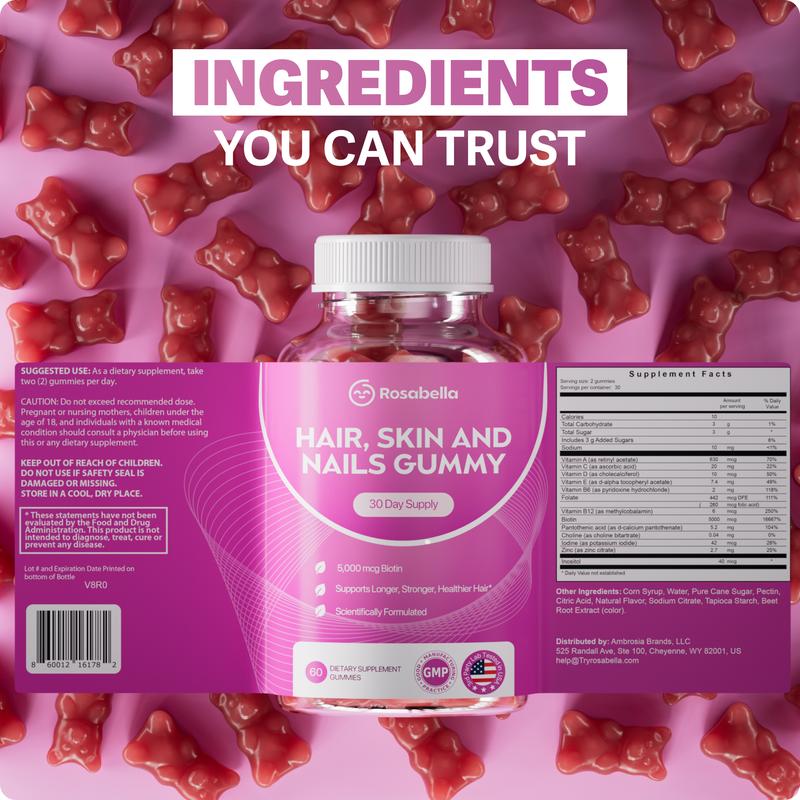 Rosabella Biotin Gummies (5000mg) for Hair, Skin & Nail GrowthDangerous Goods or Hazardous Materials: None
Dietary Supplement Disclaimer: Yes
Manufacturer: Rosabella
Age Warning: No
Ingredients: Biotin
Region of Origin: USAML Clinic  for Wellness