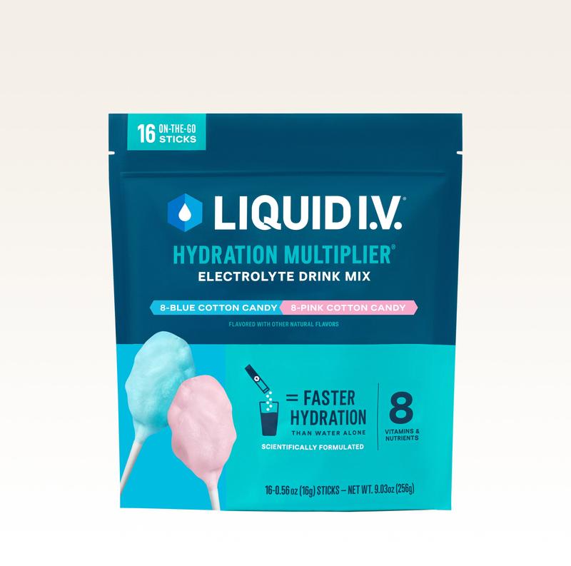 Liquid I.VHydration Multiplier - Cotton Candy - Hydration Powder Packets| Electrolyte Powder Drink Mix| Convenient Single-Serving Sticks| 8 Vitamins & Nutrients| 1 Pack (16 Servings)ML Clinic  for Wellness