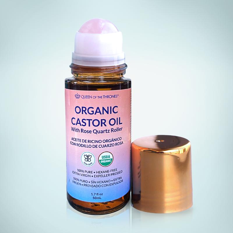 Organic Golden Castor Oil Roll-On with Rose Quartz 1.7ozML Clinic  for Wellness