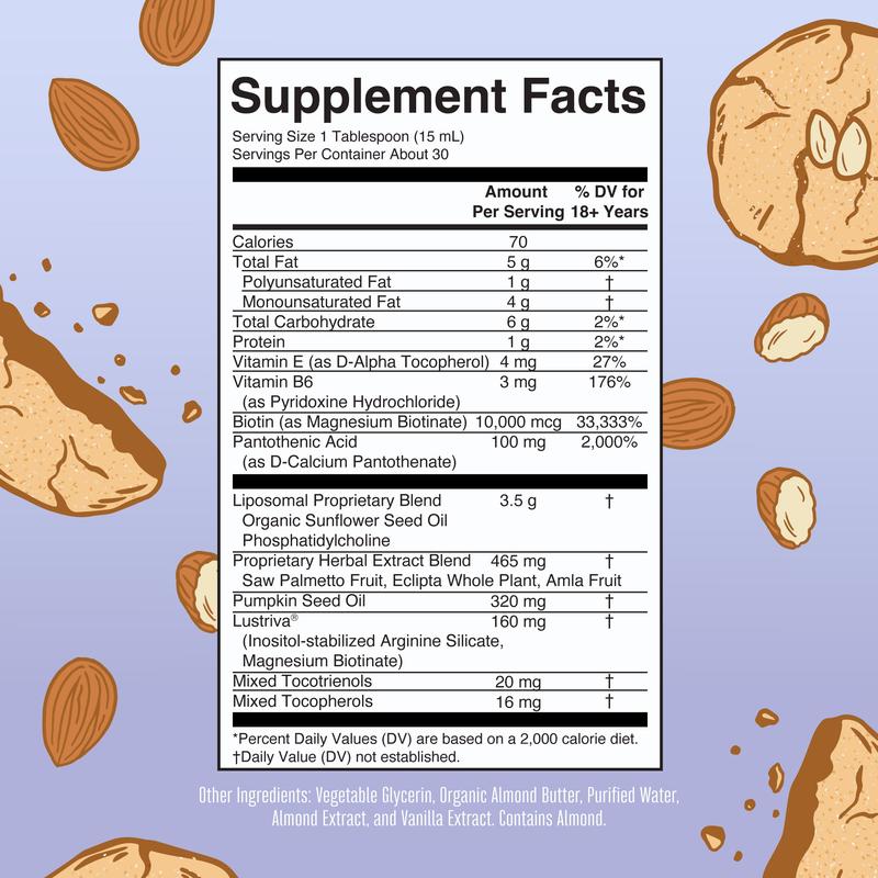 MaryRuth's Hair Growth Max Liposomal - Lustriva + Biotin 10000mcg + Pumpkin Seed Oil - Thicker Hair - Improves Wrinkles & Fine Lines - 15.22 Fl OzBrand: MaryRuth's
Ingredient Feature: GMO Free, Vegan, Sugar Free, Gluten Free, Dairy Free
Dietary Supplement Disclaimer: Yes
CA Prop 65: ReproChemicals: No
CA Prop 65: Carcinogens: No
Flavor: Almond Cookie
Health Benefits: Hair & Nail Care, Skin Care
Quantity Per Pack: 1
Pack Type: Single Item
Product Form: Liquid
Manufacturer: MaryRuth's
Age Warning: Yes
Ingredients: 15
Region of Origin: USAML Clinic  for Wellness
