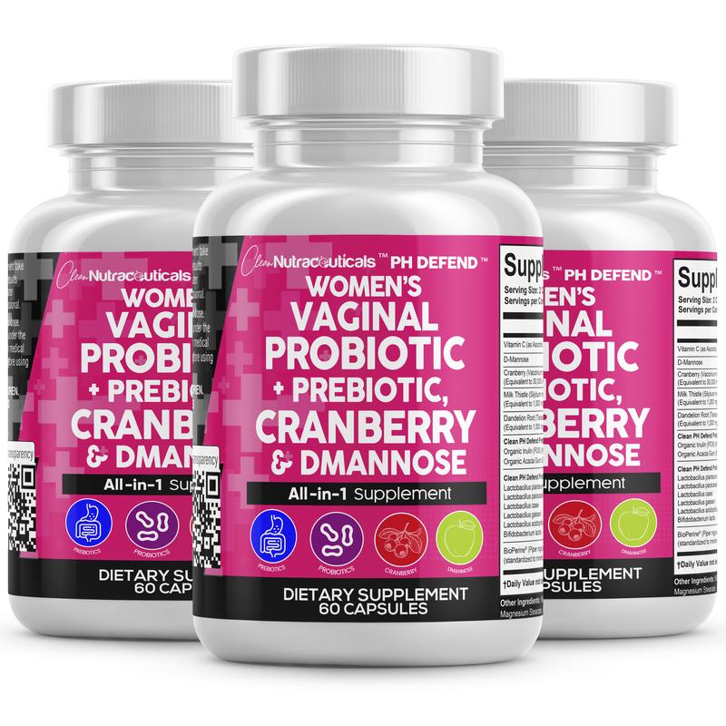 Clean Nutra PH Defend Probiotics for Women Balance with Prebiotics Cranberry Dmannose - Healthy Odor and Tract Support Made in USA Pills SupplementBrand: Clean Nutra
Ingredient Feature: Dairy Free, Soy Free, Sugar Free, Lactose Free
Dangerous Goods or Hazardous Materials: None
Dietary Supplement Disclaimer: Yes
Health Benefits: Multivitamin, Energy
Shelf Life: 24 Months
Product Form: Capsules
Manufacturer: Clean Nutraceuticals
Age Warning: Yes
Ingredients: Digestive Enzymes, Prebiotics, D-Mannose, Cranberry, Women's Probiotic
Region of Origin: USAML Clinic  for Wellness