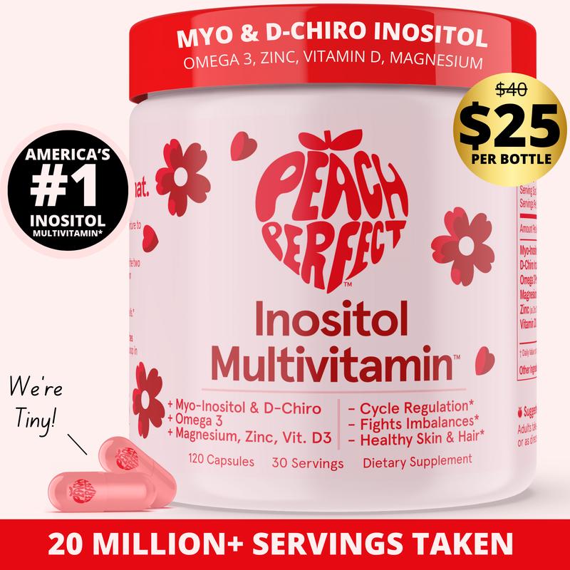 Peach Perfect Inositol Multivitamin - Peach Perfect Myo-Inositol, D-Chiro Inositol, Omega 3 Fitness HealthcareML Clinic  for Wellness