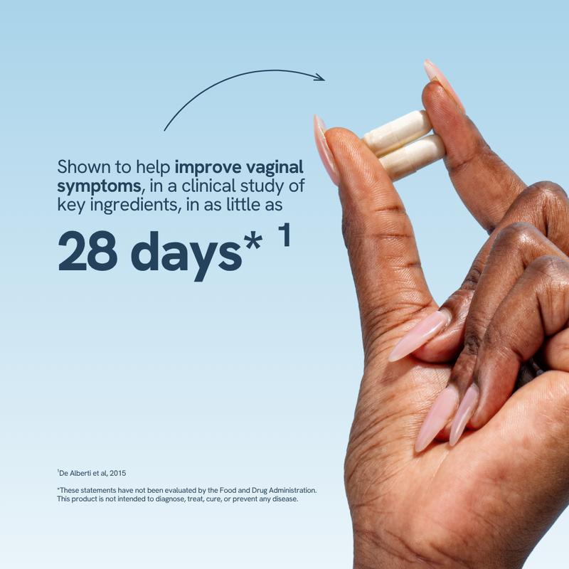 Happy V Vaginal Prebiotic + Probiotic for Women - Clinically Proven pH Balance & BV Treatment, Natural Yeast Infection Support, 60 Vegan CapsulesBrand: Happy V  
 Ingredient Feature: GMO Free, Vegan, Soy Free, Sugar Free, Lactose Free, Dairy Free, Gluten Free, Organic  
  Dietary Needs: Vegan, Gluten-free, Vegetarian, Halal  
 Dangerous Goods or Hazardous Materials: None  
 Dietary Supplement Disclaimer: Yes  
 Flavor: Mint  
  Health Benefits: Gut Health, Bloating, Digestion, Unbloat, Gas, Food Intolerance, IBS, Severe Bloat Relief, Nutrient Absorption  
 Net Weight: 85g  
 Allergen Information: Major Allergen Free  
 Pack Type: Single Item  
 Shelf Life: 24 Months  
 Product Form: Capsules  
 Manufacturer: Happy V  
 Age Warning: No  
 Ingredients: PreforPro (LH01,T4D,LL12) - Myoviridae, LL5 - Siphoviridae), Bacillus subtilis (as) DE111), Lactobacillus reuteri (as) HR7), Lactobacillus gasseri (as) HLG13), Lactobacillus crispatus (as) CCFM1110), Lactobacillus rhamnosus (as) HN001), Bifidobacterium lactis (HN019), Lactobacillus acidophilus (as) LA-14), Biotin  
 Region of Origin: USAML Clinic  for Wellness