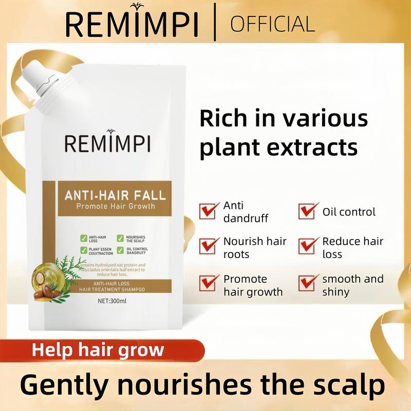 【Buy 1 Get 1 Free】REMIMPI Anti-Hair Fall Hair Loss Treatment Shampoo Oil Control Anti-Dandruff Haircare Ginseng Ginger Help Hair Growth Jojoba Oat Repair Reduce Hair Loss Scalp Cleanser Conditioner 300MLML Clinic  for Wellness