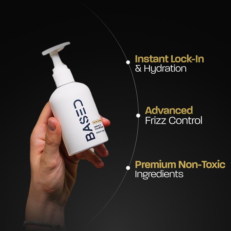 Based Bodyworks Leave-in Conditioner| Instant Hydration & Anti-Frizz| Simple, Natural, EffectiveContains Batteries or Cells?: None
Dangerous Goods or Hazardous Materials: None
Aerosols: No
Flammable Liquid: No
Benefits: Anti-frizz
Benefits: Anti-frizz, Curl Enhancement, Hydrating, Hair Moisturizing, Conditioning
 Hair Type: Curly, Normal, Textured, Wavy
Region of Origin: USA
Net Weight: 6.8oz
Manufacturer: Based Bodyworks
Ingredients: Water, CastorCommunis(Castor)seedOil, Glycerin, CetearylAlcohol, PerseaGreat(Avocado)Oil, SandalwoodSandalwood, CetearylOlive, SorbitanOlive, Propanediol, Hydroxyacetophenone, GuarHydroxypropyltrimoniumChloride, Hydroxyethylcellulose, Tocopherol, SodiumGluconate, SodiumHydroxide, CitricacidML Clinic  for Wellness