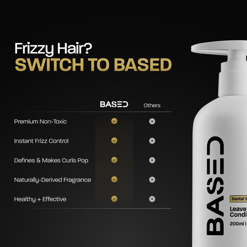 Based Bodyworks Leave-in Conditioner| Instant Hydration & Anti-Frizz| Simple, Natural, EffectiveContains Batteries or Cells?: None
Dangerous Goods or Hazardous Materials: None
Aerosols: No
Flammable Liquid: No
Benefits: Anti-frizz
Benefits: Anti-frizz, Curl Enhancement, Hydrating, Hair Moisturizing, Conditioning
 Hair Type: Curly, Normal, Textured, Wavy
Region of Origin: USA
Net Weight: 6.8oz
Manufacturer: Based Bodyworks
Ingredients: Water, CastorCommunis(Castor)seedOil, Glycerin, CetearylAlcohol, PerseaGreat(Avocado)Oil, SandalwoodSandalwood, CetearylOlive, SorbitanOlive, Propanediol, Hydroxyacetophenone, GuarHydroxypropyltrimoniumChloride, Hydroxyethylcellulose, Tocopherol, SodiumGluconate, SodiumHydroxide, CitricacidML Clinic  for Wellness