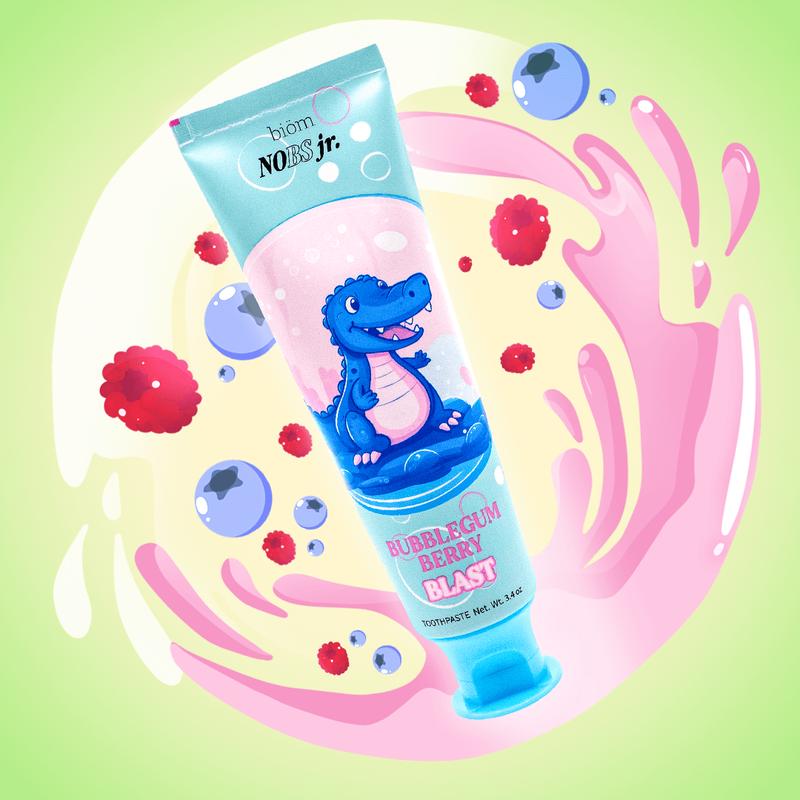 NOBS Jr Kid's Toothpaste - Fluoride Free, Remineralizing - Dentist Formulated - Natural Bubblegum Berry Flavor, Nano Hydroxyapatite - Made in The USAML Clinic  for Wellness