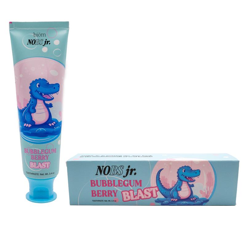 NOBS Jr Kid's Toothpaste - Fluoride Free, Remineralizing - Dentist Formulated - Natural Bubblegum Berry Flavor, Nano Hydroxyapatite - Made in The USAML Clinic  for Wellness