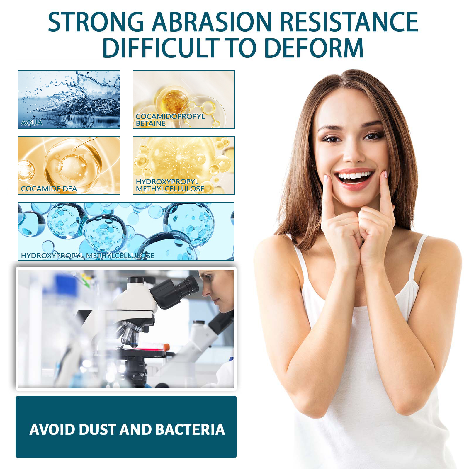 EELHOE Adjustable Snap-On Dentures Temporary Teeth Repair Teeth Gap Filling Teeth Correction Denture KitTeeth Correction Denture KitNet content: 1 pair  
 Product name: Adjustable snap-on dentures  
 Keywords: Teeth Straightening Denture Kit  
 Gross weight: 48g  
 Ingredients: Methyl Methacrylate  
 Packaging size: 9.3*9.3*2.3cm  
 Product size: 9*2cm  
 Box size: 56*36*21.5cm  
 Packing quantity: 160 pieces  
 Weight per box: 8.43kg  
 Shelf life: 3 years  
 Storage method: Please store in a cool and shaded placeTeeth Correction Denture KitML Clinic  for Wellness