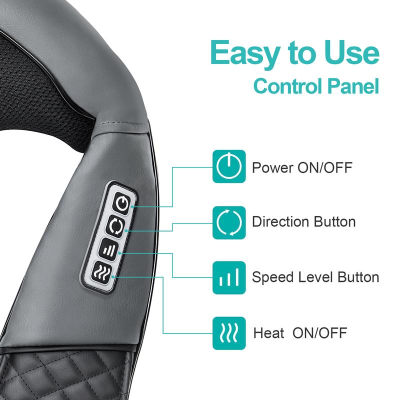 Medcursor Neck & Shoulder Massager with Heat Shiatsu Gray Back Massage Portable Deep Tissue 3D Kneading Pillow for Muscle Relaxation GiftMedcursor NeckBrand: Medcursor
Contains Batteries Or Cells?: None
Dangerous Goods or Hazardous Materials: No
Aerosols: No
Flammable Liquid: No
Age Group: Adults
Warranty Type: Supplier Warranty
Material: Faux Leather
Benefits: neck/back/shoulder relaxation
Feature: Heated, Shiatsu, Kneading
Manufacturer: MEDCURSOR
Power Source: Corded Electric
Water Resistance Level: Not Water Resistant
Model: LY-580A+1
Net Weight: 2 LBS
Quantity Per Pack: 1
Application Area: Neck, Back, Shoulder, Waist
Plug Type: US Plug
Voltage: 110V
Magnetic: No
Batteries Included: No
Number of Batteries: None
Battery Capacity (mAh): No battery
Built-In Battery: NoMedcursor NeckML Clinic  for Wellness