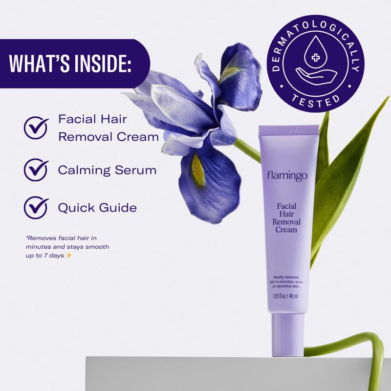 Flamingo Facial Hair Removal Cream Sensitive for Smooth Skin - Dermatologist Tested - Face Care - Beginner Waxer Aloe Body CareRemoval CreamRemoval CreamML Clinic  for Wellness