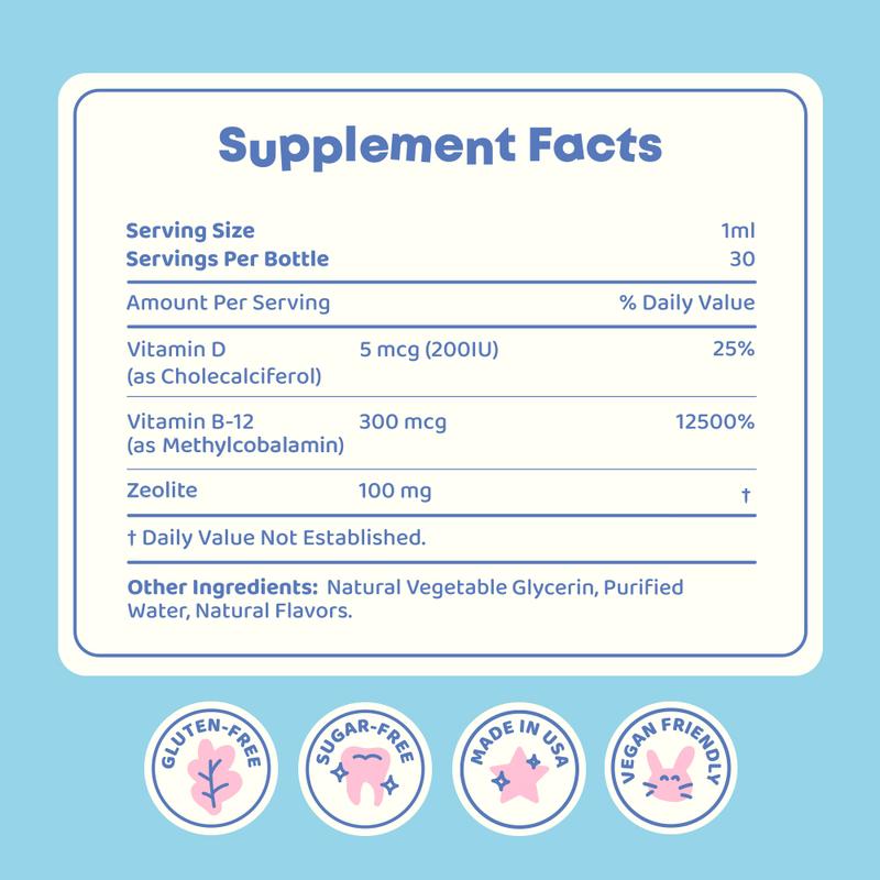 JoySpring LingoLeap for Kids - Zeolite Drops with B Vitamins - Support Speech LearningIngredient Feature: Sugar Free, Lactose Free, Dairy Free, GMO Free
Dietary Supplement Disclaimer: Yes
Age Group: Children
Health Benefits: Brain Health, Multivitamin, Energy, Detoxing, Immune
Recommended Age: 3+
Volume: 30ml
Net Weight: 30G
Allergen Information: Allergen Free
Pack Type: Single Item
Shelf Life: 24 Months
Product Form: Liquid
Manufacturer: JoySpring
Age Warning: Yes
Ingredients: Zeolite
Region of Origin: USAML Clinic  for Wellness