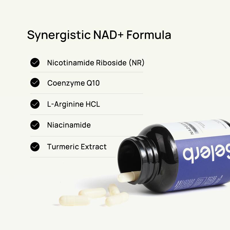 Selrnb Nad+ Supplement for Men - Cellular Energy, Antioxidant, Metabolism & Skin Aging Support - With Nicotinamide Riboside, L-Arginine, CoQ10 & Turmeric Extract, - 30 Capsules, GOMO FREEML Clinic  for Wellness