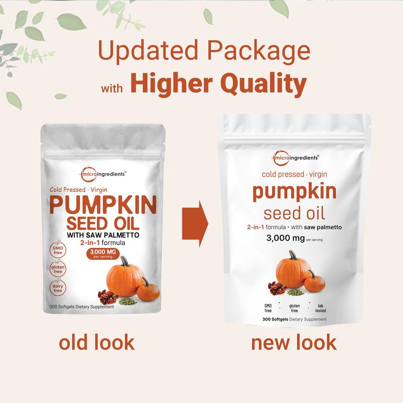 Micro Ingredients Pumpkin Seed Oil with Saw Palmetto SoftgelsBrand: Micro Ingredients
Ingredient Feature: Gluten Free, GMO Free
Dietary Supplement Disclaimer: Yes
Health Benefits: Support for prostate, bladder, urinary, and hair health
Manufacturer: Micro Ingredients
Age Warning: No
Quantity Per Pack: 1
Ingredients: Pumpkin Seed Oil
Net Weight: 3 Ounces
Pack Type: Single Item
Shelf Life: 720 Days
Region of Origin: USA
Product Form: SoftgelML Clinic  for Wellness