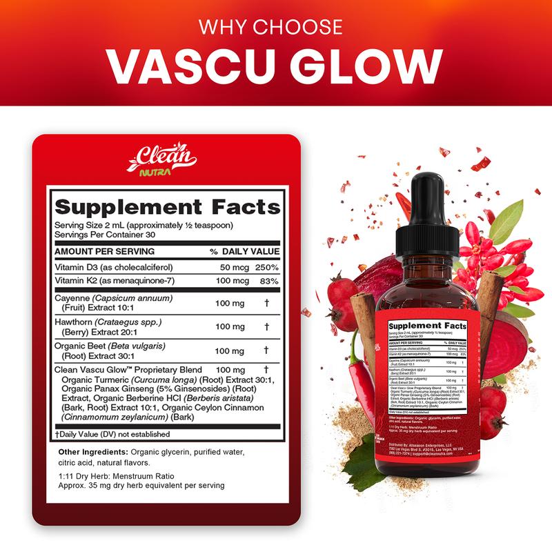 Cayenne Pepper Supplement Liquid Drops + Hawthorn Berry, Vitamin D3 K2 Organic Beetroot Powder, Ceylon Cinnamon, Turmeric Curcumin, Panax GinsengBrand: Clean Nutra 
 
 Ingredient Features: Sugar Free, Vegan, Organic, GMO Free, Gluten Free 
 
 Dietary Supplement Disclaimer: Yes 
 
 Health Benefits: Heart Health, Energy, Multivitamin 
 
 Shelf Life: 24 Months 
 
 Product Form: Liquid 
 
 Manufacturer: Clean Nutraceuticals 
 
 Age Warning: Yes 
 
 Ingredients: Ceylon Cinnamon, Berberine, Turmeric, Beet Root, Vitamin K2, Vitamin D3, Hawthorn Berry, Cayenne Pepper 
 
 Region of Origin: USAML Clinic  for Wellness