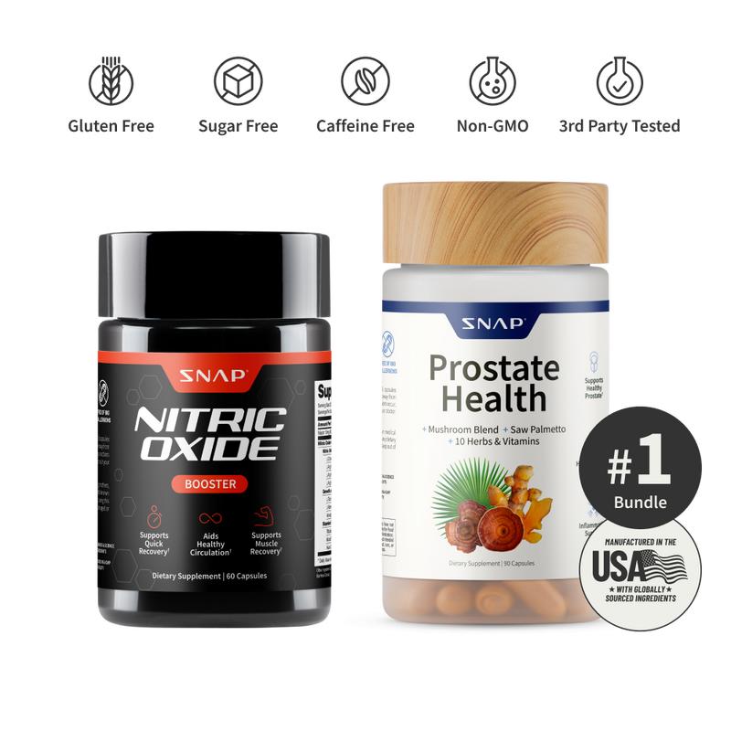 Ultimate Men's Health Bundle - Snap Supplements - Nitric Oxide Booster 60ct + Prostate Health Bundle - Natural Supplement Capsules - Support Blood Circulation & Prostate HealthML Clinic  for Wellness