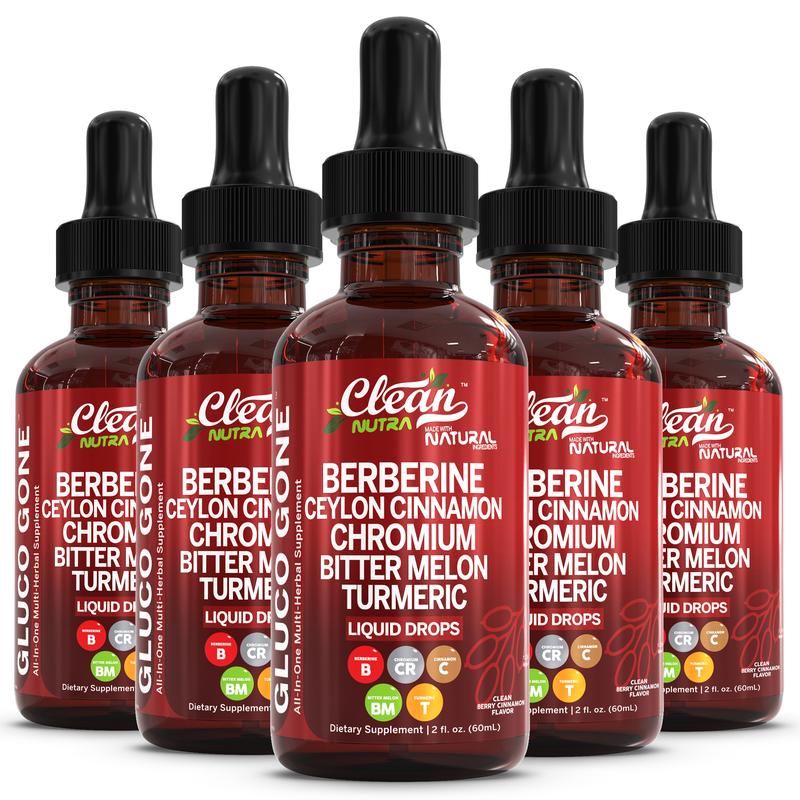 Organic Ceylon Cinnamon Berberine Liquid Drops Supplement with Bitter Melon Extract, Glucomannan, Gymnema, Chromium, Turmeric, Organic Panax GinsengBrand: Clean Nutra 
 
 Ingredient Feature: Dairy Free, Soy Free, Lactose Free, Sugar Free, Vegan, Organic, GMO Free, Gluten Free 
 
 Dietary Supplement Disclaimer: Yes 
 
 Health Benefits: Multivitamin, Energy 
 
 Shelf Life: 24 Months 
 
 Product Form: Liquid 
 
 Manufacturer: Clean Nutraceuticals 
 
 Age Warning: Yes 
 
 Ingredients: Turmeric, Glucomannan, Bitter Melon, Chromium, Ceylon Cinnamon, Berberine 
 
 Region of Origin: USAML Clinic  for Wellness