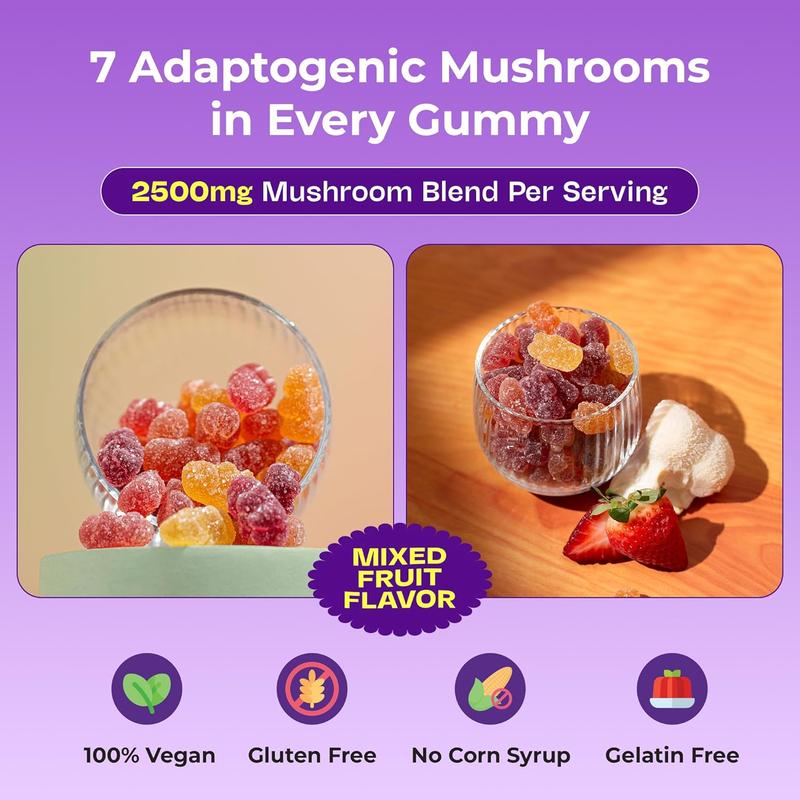 [OFFICIAL STORE] Drops Of Nature Mushroom Gummies| Ashwagandha KSM-66, Lion's Mane, Shiitake, Turkey Tail, Reishi, Maitake, Chaga, Cordyceps| Vegan Mushroom Supplement| Mixed Fruit, 80 GummiesML Clinic  for Wellness
