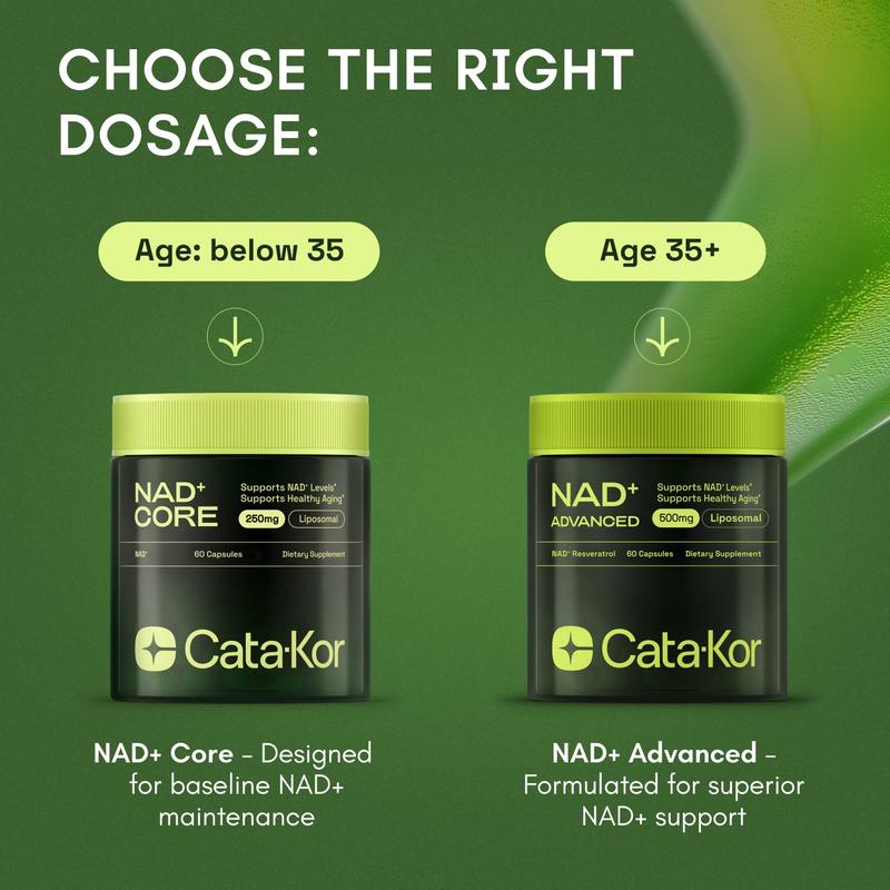 Cata-Kor NAD+ Advanced - NAD+ Supplement for Skin Aging Support, Energy, and Focus - 500mg per Serving - 60 Count (30 Day Supply) - Previously known as Reus Research NR 900Dangerous Goods or Hazardous Materials: None 
 
 Dietary Supplement Disclaimer: Yes 
 
 Product Form: Capsules 
 
 Manufacturer: Cata-Kor 
 
 Age Warning: No 
 
 Ingredients: LippNAD, Resveratrol 
 
 Region of Origin: USAML Clinic  for Wellness