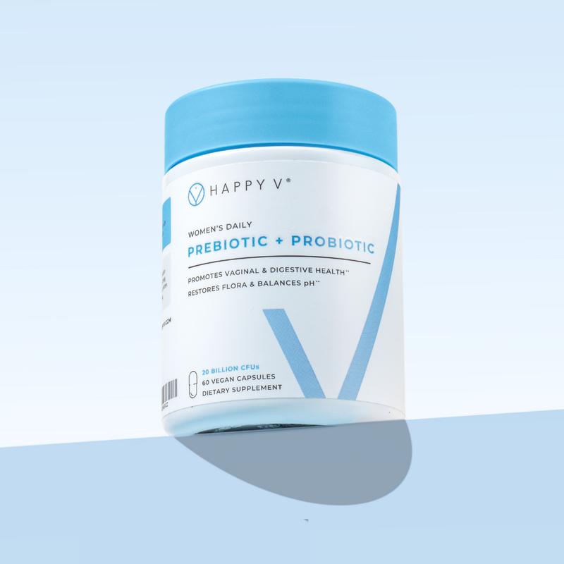 Happy V Vaginal Prebiotic + Probiotic for Women - Clinically Proven pH Balance & BV Treatment, Natural Yeast Infection Support, 60 Vegan CapsulesML Clinic  for Wellness