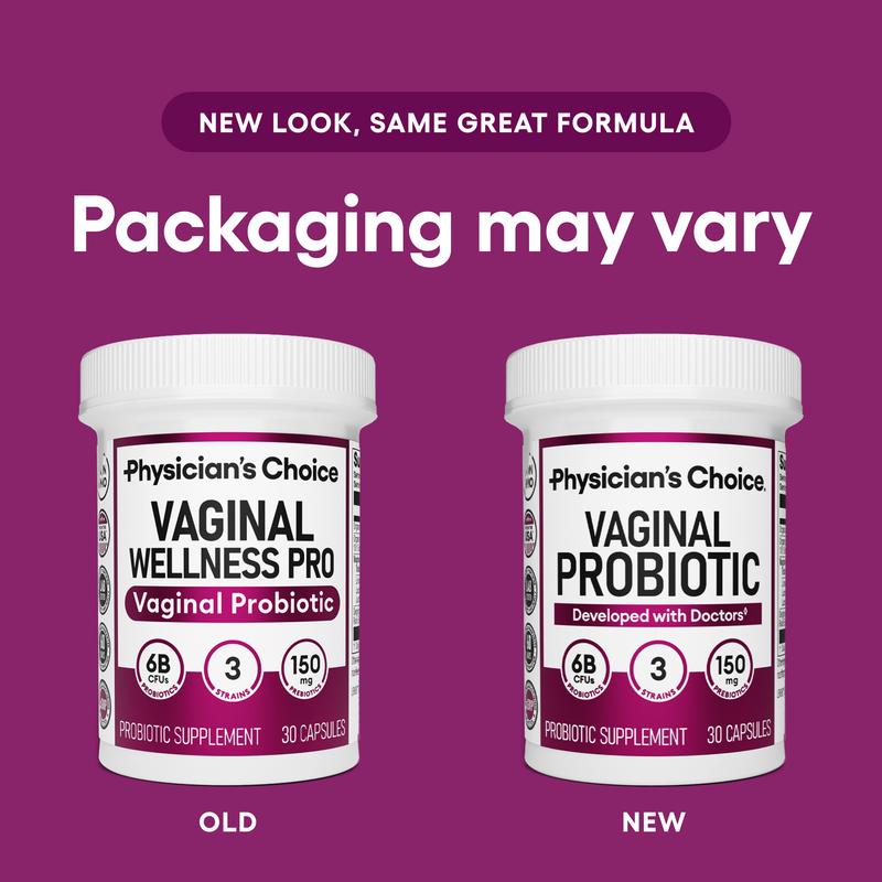 Physicians Choice Vaginal Probiotic - Odor Control, pH Balance & Daily Feminine Health Support with Cranberry and Prebiotics for WomenBrand: Physician's Choice 
 
 Ingredient Feature: No preservatives, Non-GMO 
 
 Dietary Supplement Disclaimer: Yes 
 
 Flavor: Unflavored 
 
 Age Group: Adults 
 
 Health Benefits: Support Feminine Health 
 
 Pack Type: Single Item 
 
 Product Form: Capsules 
 
 Manufacturer: Physician's Choice 
 
 Age Warning: No 
 
 Ingredients: Organic Acacia Fiber, Organic Cranberry Extract, Vaginal Probiotic Blend 
 
 Region of Origin: USAML Clinic  for Wellness