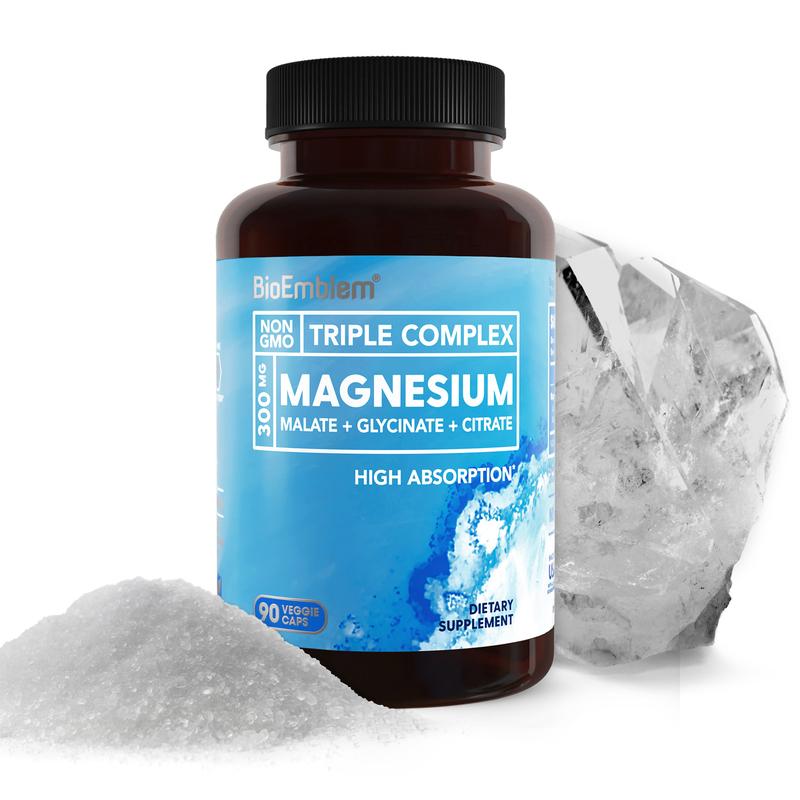 BioEmblem Triple Magnesium Complex| 300mg of Magnesium Glycinate, Malate, & Citrate for Muscles, Nerves, & EnergyML Clinic  for Wellness