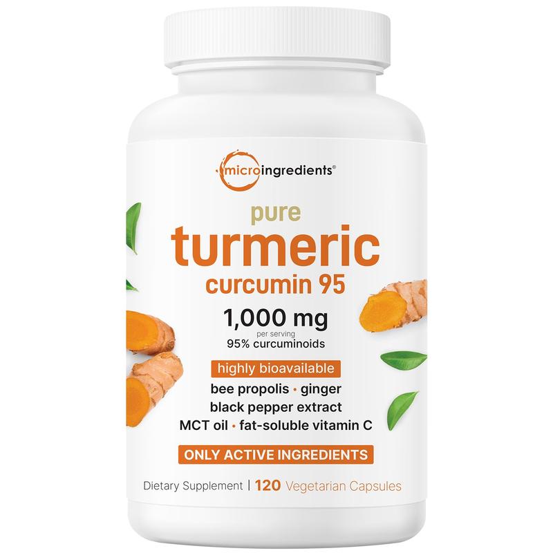 Micro Ingredients Turmeric Curcumin 1,000mg| 95% Curcuminoids with Black Pepper & MCT Oil for Ultimate Absorption, No Fillers, No GMO - 120 Vegetarian CapsulesML Clinic  for Wellness