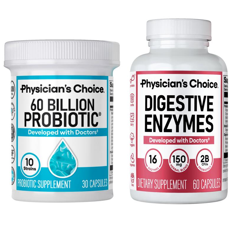 Physicians Choice Hack Your Tummy Bundle: Bloating, Digestion & Immune Support for Men & Women with Digestive Enzymes & 60 Billion ProbioticML Clinic  for Wellness