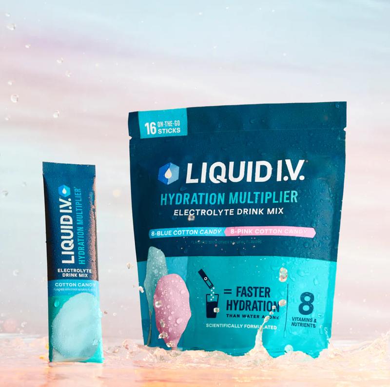 Liquid I.VHydration Multiplier - Cotton Candy - Hydration Powder Packets| Electrolyte Powder Drink Mix| Convenient Single-Serving Sticks| 8 Vitamins & Nutrients| 1 Pack (16 Servings)ML Clinic  for Wellness