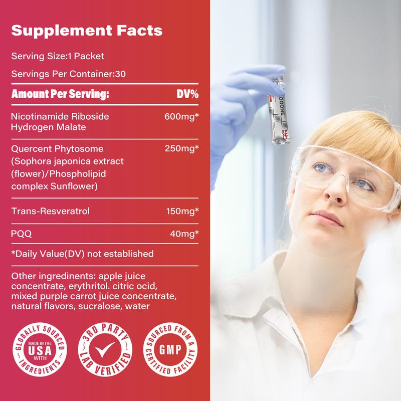 Zooone-NAD Berry Fruit Flavor Supplement - Liposomal Nicotinamide RibosideBrand: Zooone 
 
 Manufacturer: China 
 
 Age Warning: No 
 
 Ingredients: apple juice concentrate, erythritol Citric Acid Mixed Purple Carrot Juice Concentrate, Natural Flavors, Sucralose, Water 
 
 Region of Origin: ChinaML Clinic  for Wellness