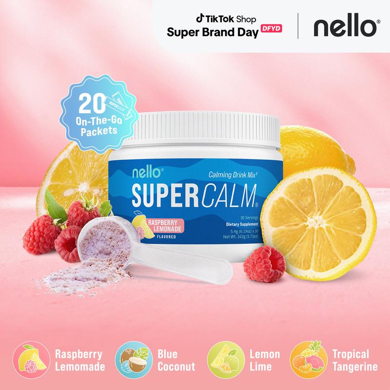 Nello Supercalm – Calming Drink Mix with KSM-66 Ashwagandha, Vitamin D3, Magnesium & L-Theanine – Supports Cortisol Balance, Mood & Sleep, Helps Manage Occasional Stress – Tub (30 Servings)ML Clinic  for Wellness