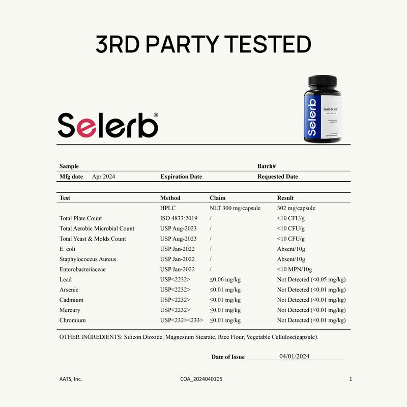 Selrnb Nad+ Supplement for Men - Cellular Energy, Antioxidant, Metabolism & Skin Aging Support - With Nicotinamide Riboside, L-Arginine, CoQ10 & Turmeric Extract, - 30 Capsules, GOMO FREEBrand: Selerb 
 
 Ingredient Feature: GMO Free 
 
 Dietary Supplement Disclaimer: Yes 
 
 Age Group: Adults 
 
  Health Benefits: Metabolism, Brain Health, Multivitamin, Energy, Heart Health, Immune 
 
 Shelf Life: 24 Months 
 
 Product Form: Capsules 
 
 Manufacturer: Selerb Health Holdings LLC 
 
 Age Warning: Yes 
 
 Ingredients: Turmeric Extract, L-Arginine HCL, Niacinamide, CoQ10 CWS, Nicotinamide Riboside 
 
 Region of Origin: USAML Clinic  for Wellness