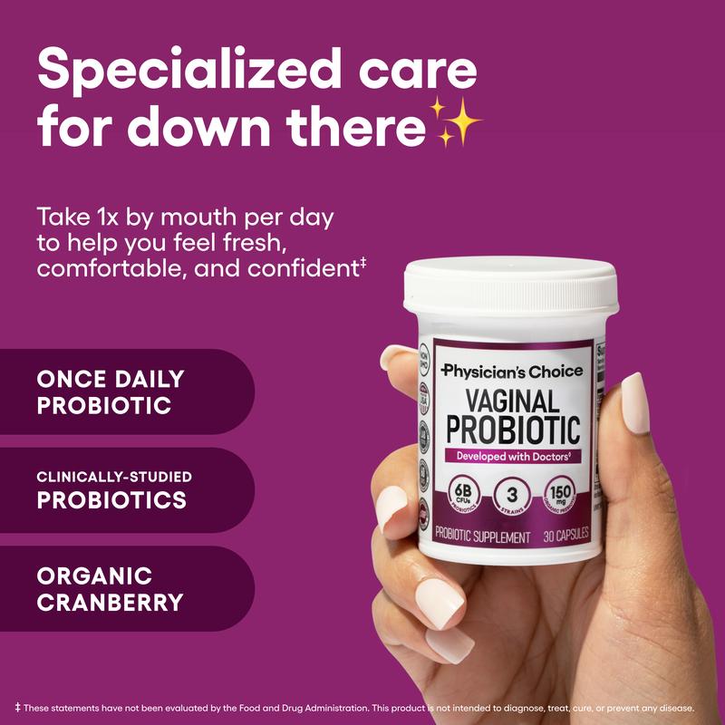 Physicians Choice Vaginal Probiotic - Odor Control, pH Balance & Daily Feminine Health Support with Cranberry and Prebiotics for WomenML Clinic  for Wellness