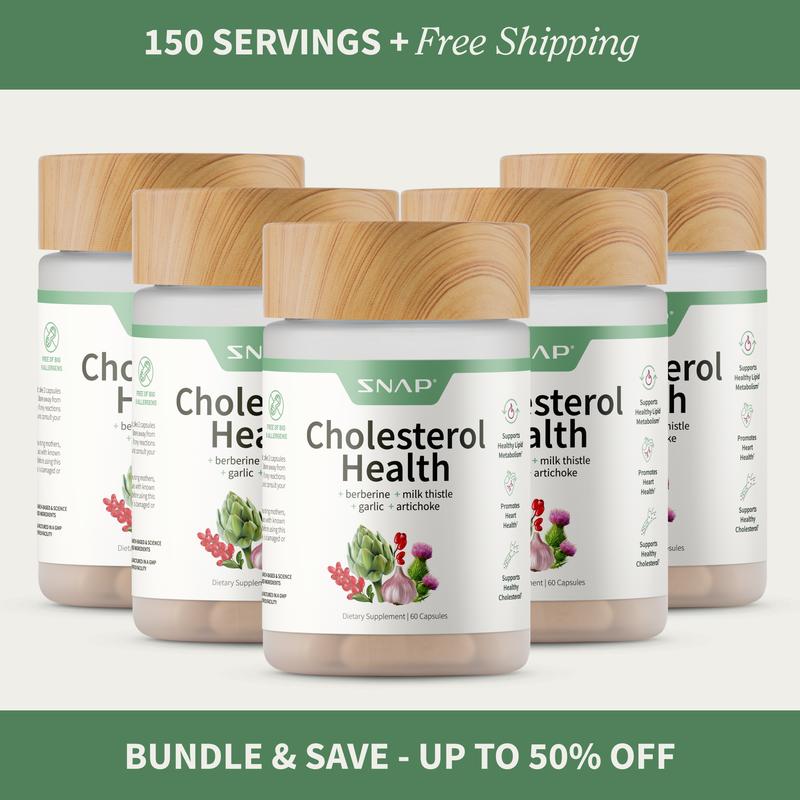 Snap Supplements - Cholesterol Health - Support Healthy Cholesterol Levels & Natural Heart Health - 3rd Party TestedBrand: Snap Supplements 
 
 Ingredient Feature: Gluten Free, GMO Free, Vegan, Soy Free, Sugar Free 
 
 Dietary Supplement Disclaimer: Yes 
 
 Age Group: Adults 
 
 Health Benefits: Cholesterol Management, Heart Health 
 
 Recommended Age: 18+ 
 
 Pack Type: Single Item 
 
 Shelf Life: 18 Months 
 
 Product Form: Capsules 
 
 Manufacturer: Snap Supplements 
 
 Age Warning: Yes 
 
 Ingredients: Milk Thistle 
 
 Region of Origin: USAML Clinic  for Wellness