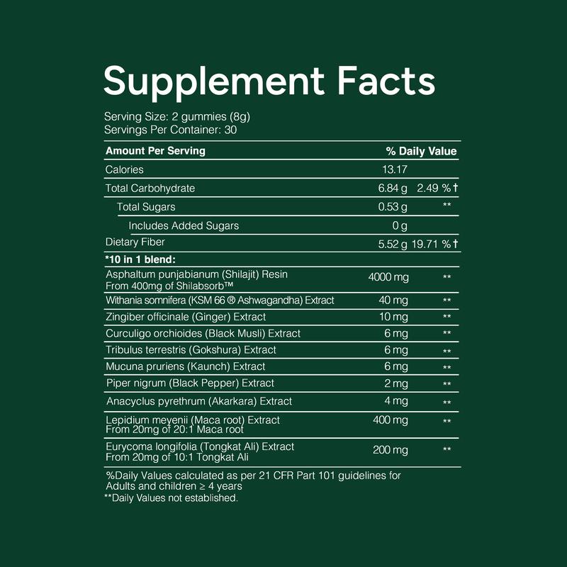 Root Labs 10-1 Alpha & Seamoss Combo| 100% Himalayan Shilajit Gummies| Sea Moss| KSM-66 Ashwagandha| Maca Root| Black Seed Oil| No Added Sugar| 60+60 Individually Wrapped SupplementsIngredient Feature: Lactose Free, Soy Free, Dairy Free, Gluten Free, GMO Free, Vegan
Dietary Supplement Disclaimer: Yes
Flavor: Tamarind + Mixed Berry
Age Group: All Ages
Recommended Age: 18+
Net Weight: 480g
Allergen Information: No common allergens
Pack Type: Multi-pack
Shelf Life: 18 Months
Product Form: Chewable
Manufacturer: Spectrum Lifesciences
Age Warning: Yes
Ingredients: Alpha + Seamoss
Region of Origin: IndiaML Clinic  for Wellness
