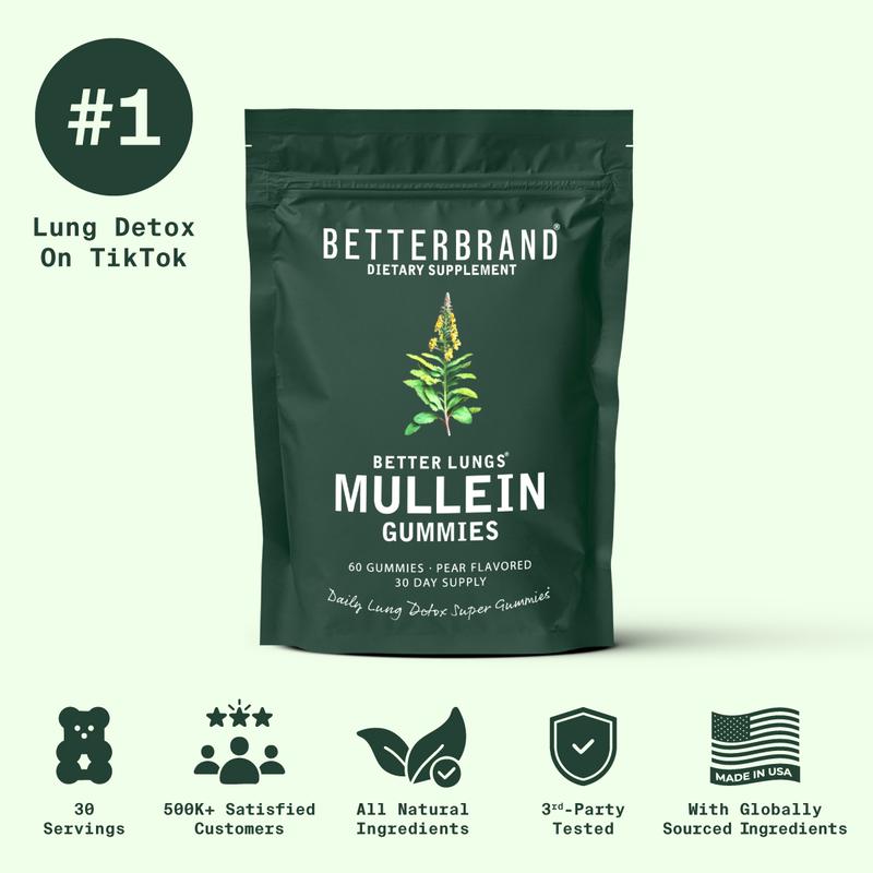 BetterLungs Lung Detox Gummies for Respiratory Health & Mucus Cleanse - 60 Pear Flavored Chewable Gummies - 30 Servings - Dietary Supplement - Vitamin, TreatBrand: Betterbrand
Ingredient Feature: Gluten Free
Dietary Supplement Disclaimer: Yes
Flavor: pear
Age Group: Youth
Health Benefits: Detoxing
Quantity Per Pack: 60
Pack Type: Single Item
Shelf Life: 24 Months
Product Form: Chewable
Manufacturer: CWTCH CPG
Age Warning: No
Ingredients: Mullein
Region of Origin: USAML Clinic  for Wellness