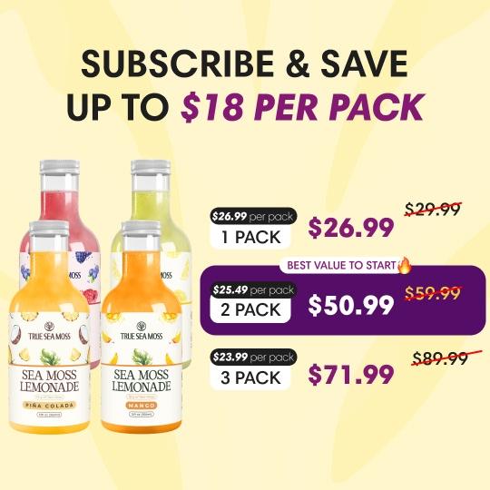 Sea Moss Lemonade Pack of 4 - Lemon, Mango, Berry, Pina Colada - Sea Moss Helps with Immune Support, Thyroid Support & Digestion SupportML Clinic  for Wellness
