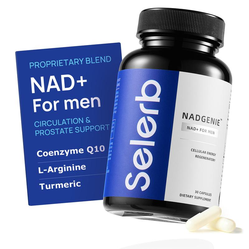 Selrnb Nad+ Supplement for Men - Cellular Energy, Antioxidant, Metabolism & Skin Aging Support - With Nicotinamide Riboside, L-Arginine, CoQ10 & Turmeric Extract, - 30 Capsules, GOMO FREEML Clinic  for Wellness