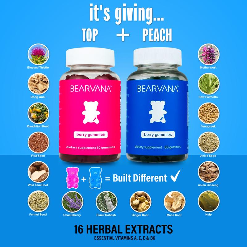 BEARVANA Gummies Combo Pack - Fitness Aid - Women's Support Supplement - Berry Flavored - Herbs & MultivitaminsML Clinic  for Wellness