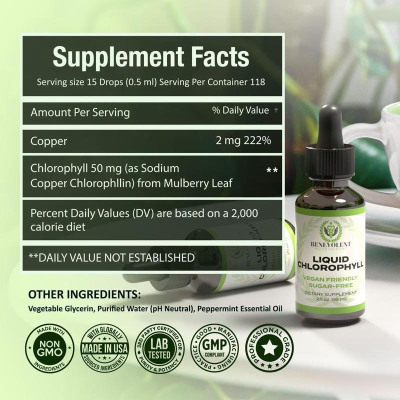 Liquid Chlorophyll Drops (4 Month Supply) Healthcare Supplement - Natural Deodorant and Detox - Gut Support Healthcare LiverML Clinic  for Wellness