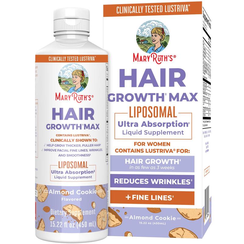 MaryRuth's Hair Growth Max Liposomal - Lustriva + Biotin 10000mcg + Pumpkin Seed Oil - Thicker Hair - Improves Wrinkles & Fine Lines - 15.22 Fl OzBrand: MaryRuth's
Ingredient Feature: GMO Free, Vegan, Sugar Free, Gluten Free, Dairy Free
Dietary Supplement Disclaimer: Yes
CA Prop 65: ReproChemicals: No
CA Prop 65: Carcinogens: No
Flavor: Almond Cookie
Health Benefits: Hair & Nail Care, Skin Care
Quantity Per Pack: 1
Pack Type: Single Item
Product Form: Liquid
Manufacturer: MaryRuth's
Age Warning: Yes
Ingredients: 15
Region of Origin: USAML Clinic  for Wellness