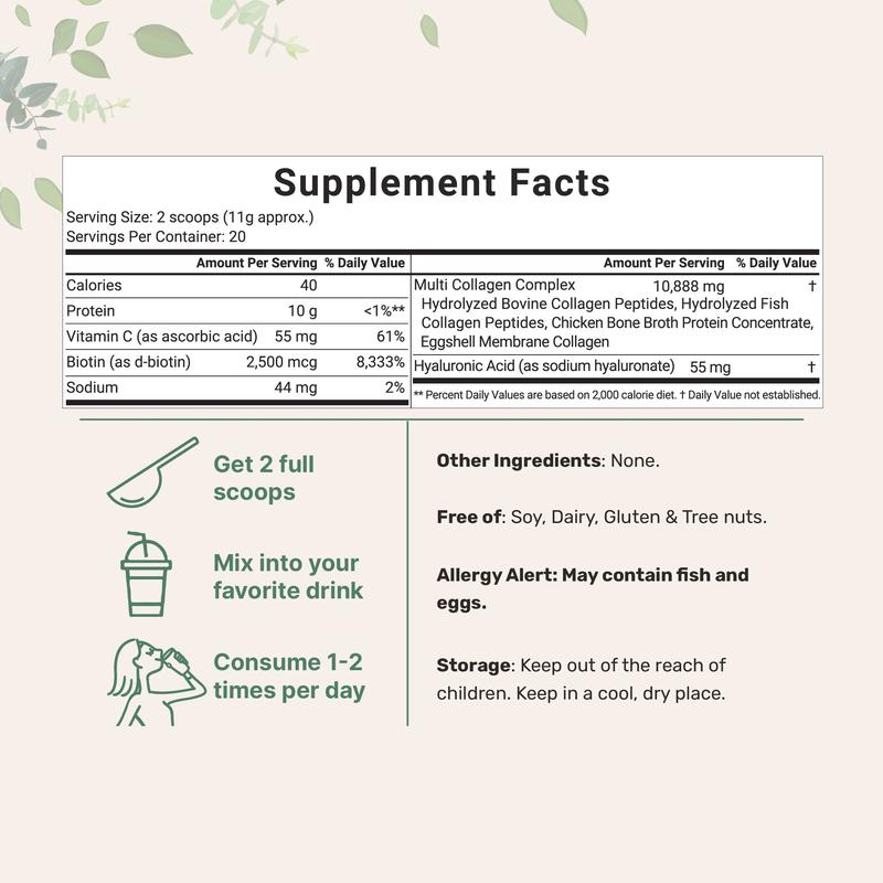 Micro Ingredients Multi Collagen Peptides Powder, 8ozML Clinic  for Wellness