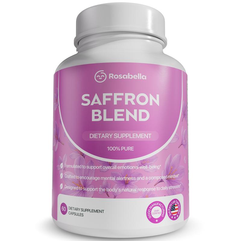 Rosabella Saffron Supplement [88mg] for Mental Clarity, Digestion, Positive Mood & Blue Light Eye Health - VeganML Clinic  for Wellness