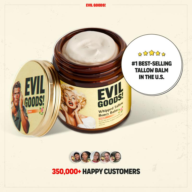 EVIL GOODS!Whipped Beef Tallow & Manuka Honey Organic Nourishing Face Cream Moisturizer Body Lotion Skin Care Lip Balm Hydrating Moisturizing 100% Natural Ingredients - OilML Clinic  for Wellness
