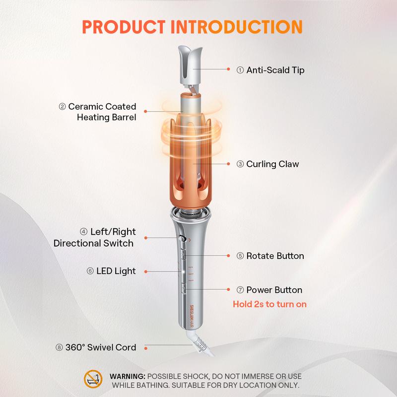 1/1.25 Inch SHEGLAM Hair Automatic Curling Iron with 3 Temperatures, 2-Way Rotation, Anti-Scald, Anti-Tangle, Automatic Shut-Off, Hair Styling Tool Swivel Cord Barrel Hair CurlerBrand: Sheglam
Material: Metal
Benefits: Hair Styling
Hair Type: All
Plug Type: US type
Power Source: Corded Electric
Net Weight: 600g
Battery Built-in: NoML Clinic  for Wellness