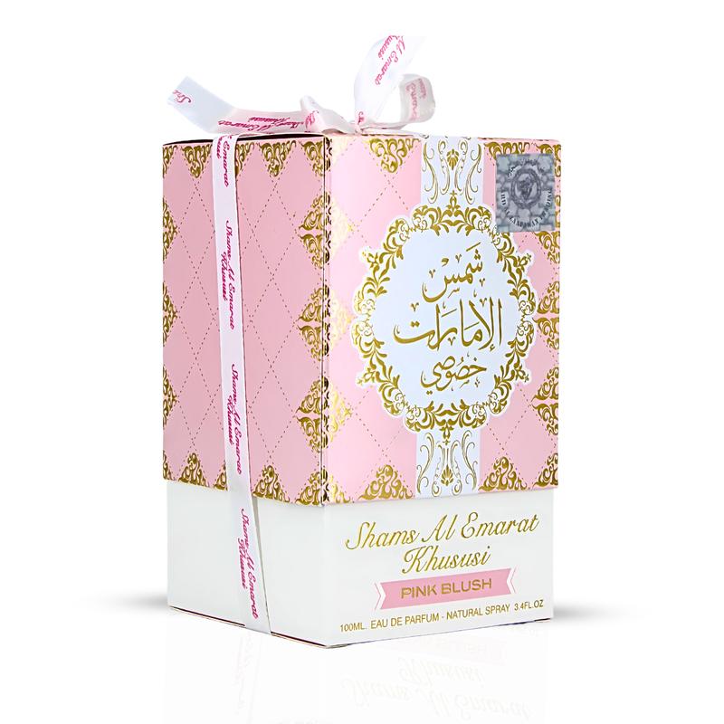 Pink Blush Shams Al Emarat Khususi Eau De Parfum Spray 100ML (3.4 OZ) by Ard Al Zaafaran| A Sweet, Elegant Fragrance for Every OccasionBrand: Ard Al Zaafaran Trading L.L.C 
 
 Region Of Origin: United Arab Emirates 
 
 Pack Type: Single Item 
 
 Scent: Sweet 
 
 Fragrance Concentration: Eau De Parfum 
 
 Feature: Long Lasting 
 
 Item Name: Pink Blush 
 
 Volume: 3 to 3.9 fl oz 
 
 Material Type Free: Long Lasting 
 
 Ingredient Feature: Long Lasting 
 
 Quantity Per Pack: 1 
 
 Age Group: Adults 
 
 Allergen Information: N/A 
 
 (Inactive) Ingredients: N/A 
 
 Shelf Life: 1825 Days 
 
 Manufacturer: Ard Al Zaafaran 
 
 Contains Alcohol or Aerosol: Contains Alcohol 
 
 Edition: Regular Edition 
 
 Product Form: Liquid 
 
 Dangerous Goods or Hazardous Materials: Yes 
 
 Aerosols: No 
 
 Flammable Liquid: No 
 
 Contains Batteries or Cells?: NoneML Clinic  for Wellness