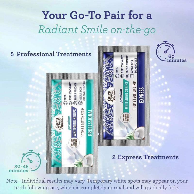 GuruNanda Whitening Strips (7-day treatment)Brand: Gurunanda 
 
 Contains Batteries or Cells?: None 
 
 Dangerous Goods or Hazardous Materials: None 
 
 Aerosols: No 
 
 Flammable Liquid: No 
 
 Region of Origin: China 
 
 Benefit: Whitening 
 
 Medical or Non-Medical Use: Non-Medical 
 
 Ingredients: PVP K30, Glycerin, Hydroxypropyl cellulose, PVP K90, Water, Alcohol, Hydrogen peroxide, Menthol, Coconut Oil 
 
 Manufacturer: GurunandaML Clinic  for Wellness