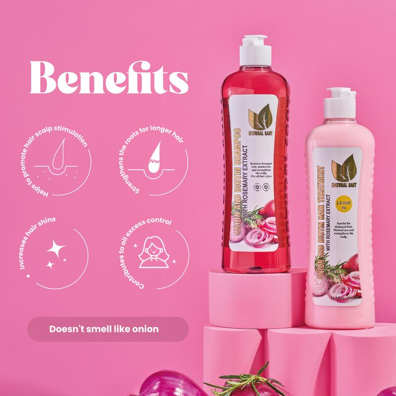 Natural Sant Onion, Rosemary and Biotin Shampoo & Treatment (16 Fl Oz/500 ml) Conditioning RestorativeML Clinic  for Wellness